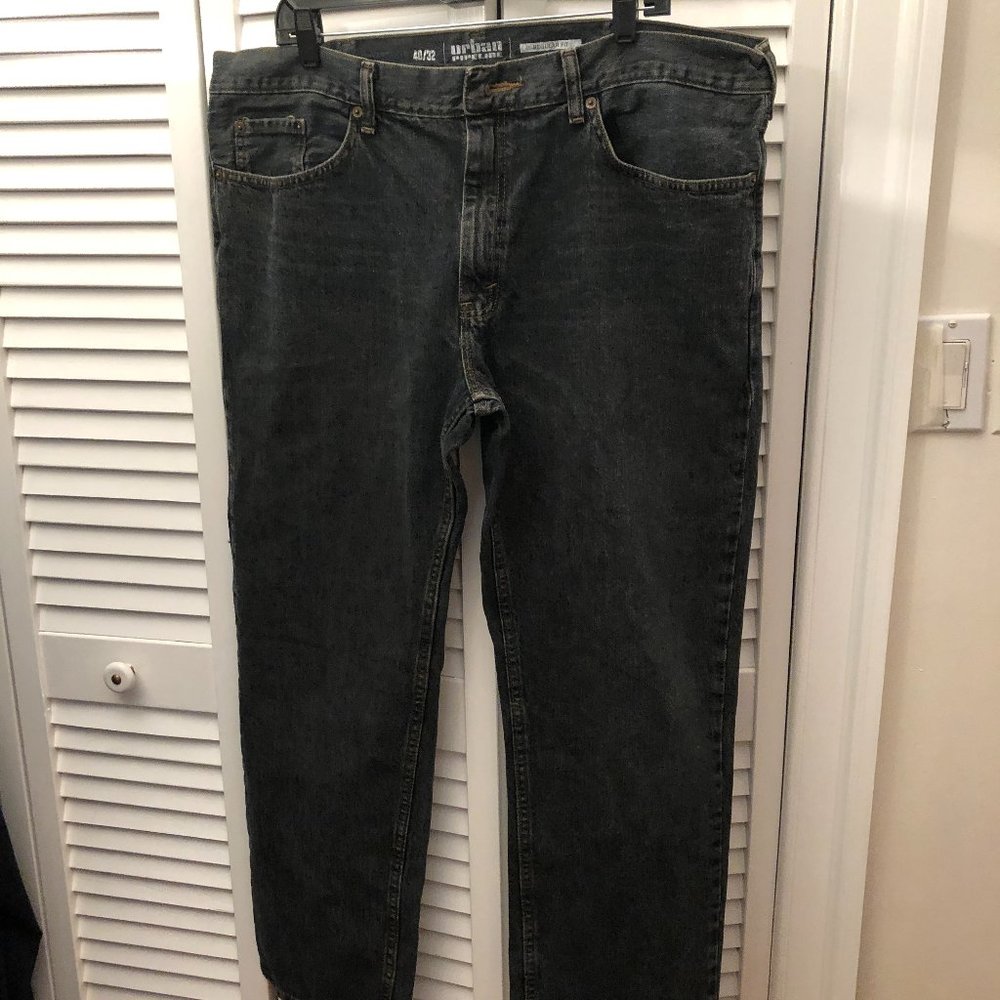 Urban pipeline men blue jeans, regular fit, waist